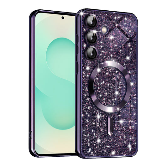 Husa MagSafe pentru Samsung Galaxy S25+ S936, Techsuit, Luxury Glitter, Mov Inchis