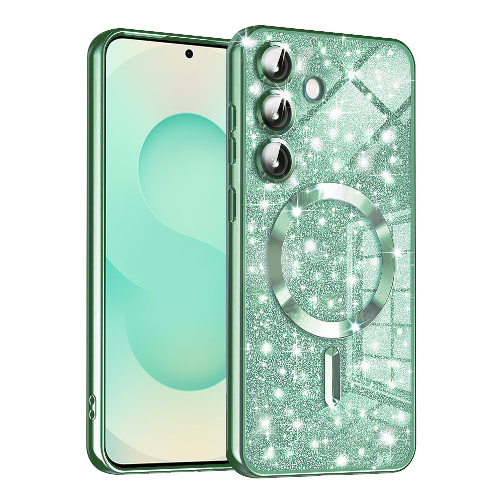 Husa MagSafe pentru Samsung Galaxy S25+ S936, Techsuit, Luxury Glitter, Verde Deschis