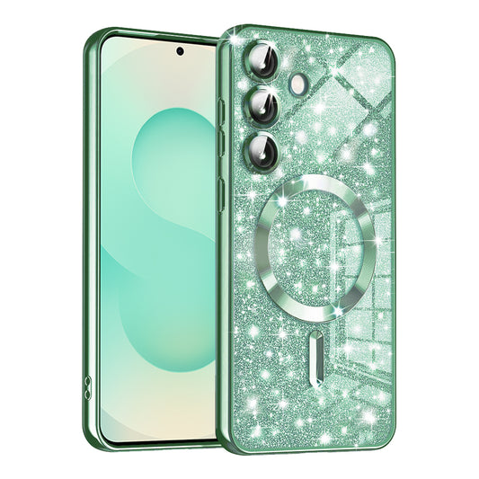 Husa MagSafe pentru Samsung Galaxy S25+ S936, Techsuit, Luxury Glitter, Verde Deschis