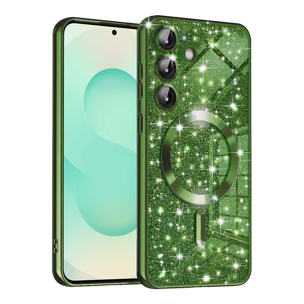 Husa MagSafe pentru Samsung Galaxy S25+ S936, Techsuit, Luxury Glitter, Verde Inchis