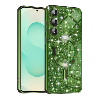 Husa MagSafe pentru Samsung Galaxy S25+ S936, Techsuit, Luxury Glitter, Verde Inchis