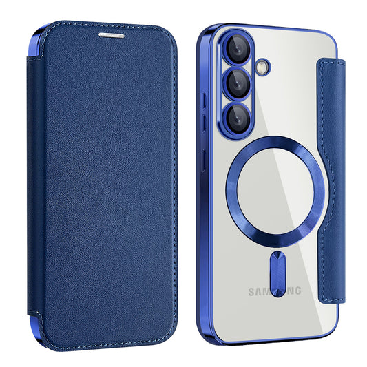 Husa MagSafe pentru Samsung Galaxy S25+ S936, Techsuit, SmartMag Book, Albastra