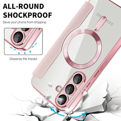 Husa MagSafe pentru Samsung Galaxy S25+ S936, Techsuit, SmartMag Book, Roz