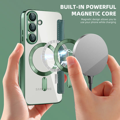 Husa MagSafe pentru Samsung Galaxy S25+ S936, Techsuit, SmartMag Book, Verde
