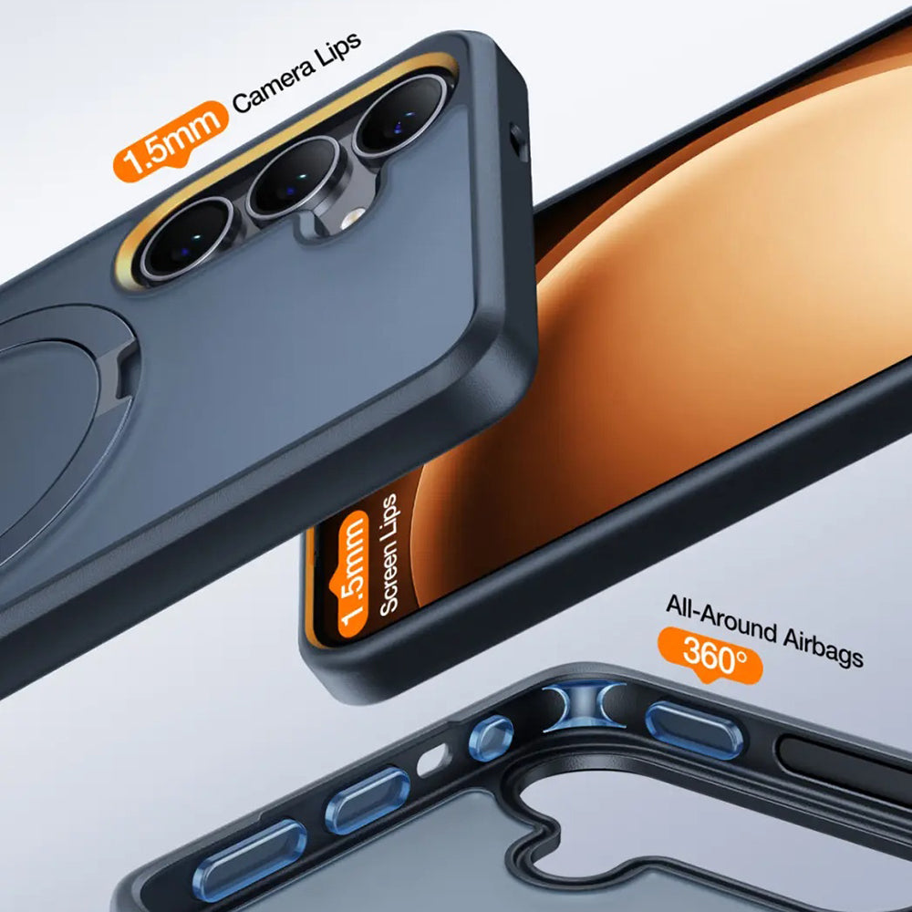 Husa MagSafe pentru Samsung Galaxy S25+ S936, Torras, Ostand, Neagra