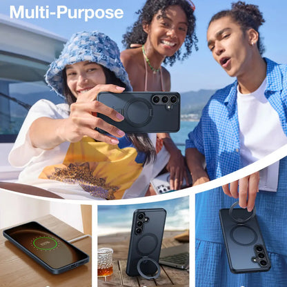 Husa MagSafe pentru Samsung Galaxy S25+ S936, Torras, Ostand, Neagra