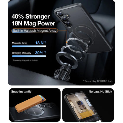 Husa MagSafe pentru Samsung Galaxy S25+ S936, Torras, Ostand Spin, Neagra