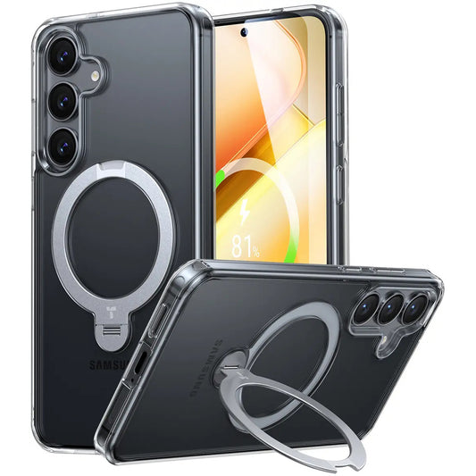 Husa MagSafe pentru Samsung Galaxy S25+ S936, Torras, Ostand Spin, Transparenta