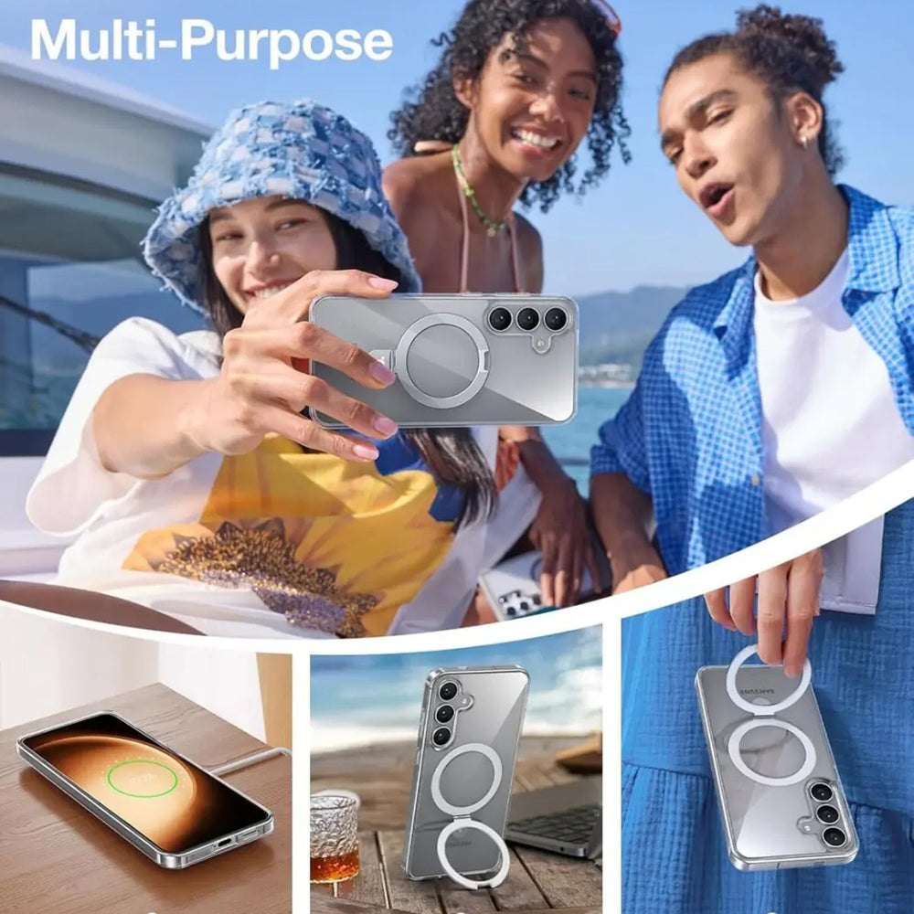 Husa MagSafe pentru Samsung Galaxy S25+ S936, Torras, Ostand, Transparenta