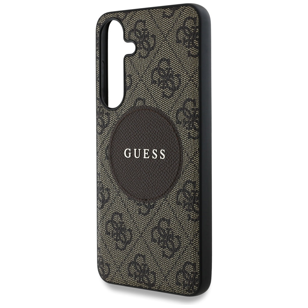 Husa MagSafe pentru Samsung Galaxy S25 S931, Guess, 4G Circle Classic Logo, Maro