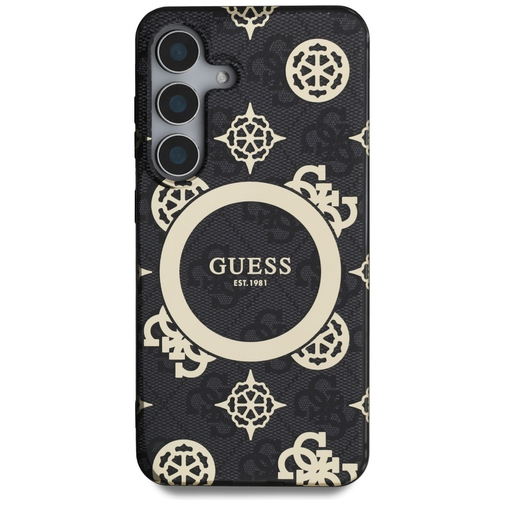 Husa MagSafe pentru Samsung Galaxy S25 S931, Guess, IML Peony On 4G Background , Neagra