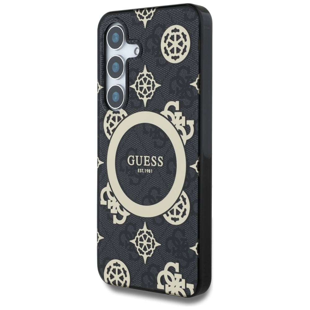 Husa MagSafe pentru Samsung Galaxy S25 S931, Guess, IML Peony On 4G Background , Neagra
