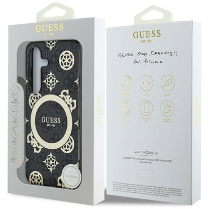 Husa MagSafe pentru Samsung Galaxy S25 S931, Guess, IML Peony On 4G Background , Neagra