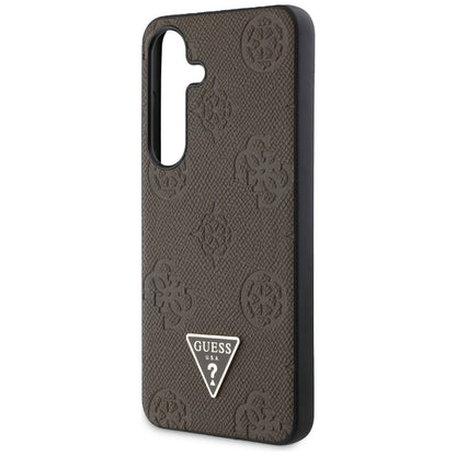 Husa MagSafe pentru Samsung Galaxy S25 S931, Guess, Peony Grained Hot Stamp Triangle , Maro