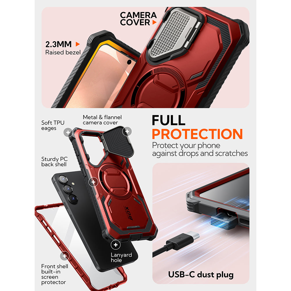 Husa MagSafe pentru Samsung Galaxy S25 S931, i-Blason, ArmorBox, Rosie