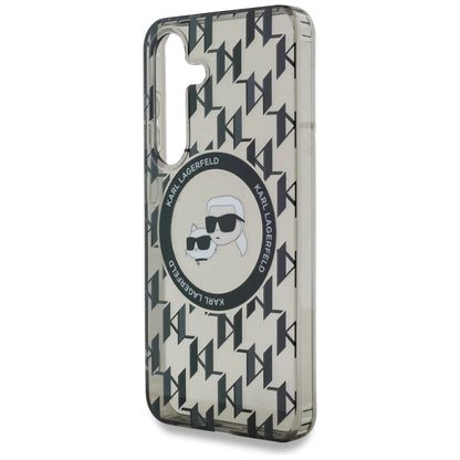 Husa MagSafe pentru Samsung Galaxy S25 S931, Karl Lagerfeld, IML Monogram Karl & Choupette's Heads, Neagra