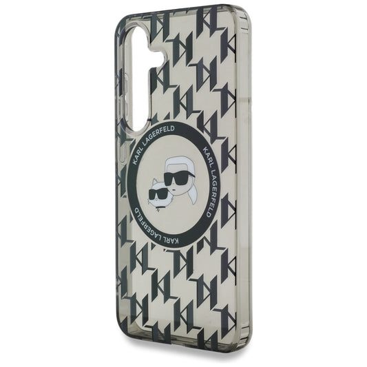 Husa MagSafe pentru Samsung Galaxy S25 S931, Karl Lagerfeld, IML Monogram Karl & Choupette's Heads, Neagra
