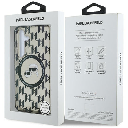 Husa MagSafe pentru Samsung Galaxy S25 S931, Karl Lagerfeld, IML Monogram Karl & Choupette's Heads, Neagra