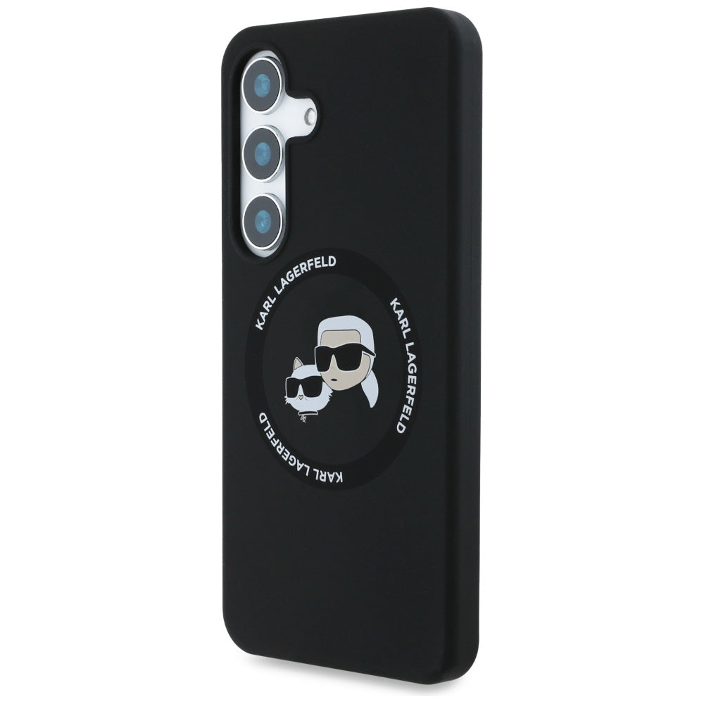 Husa MagSafe pentru Samsung Galaxy S25 S931, Karl Lagerfeld, Silicone Double Heads, Neagra
