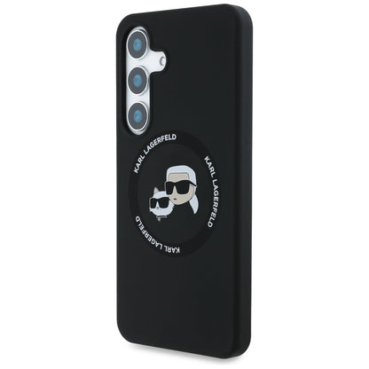 Husa MagSafe pentru Samsung Galaxy S25 S931, Karl Lagerfeld, Silicone Double Heads, Neagra