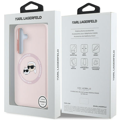 Husa MagSafe pentru Samsung Galaxy S25 S931, Karl Lagerfeld, Silicone Double Heads, Roz