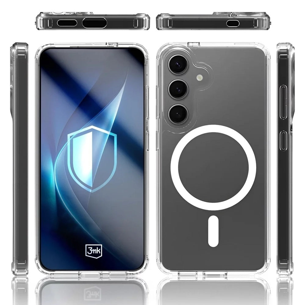 Husa MagSafe pentru Samsung Galaxy S25 S931 / S24 S921, 3MK, Armor MagCase, Transparenta