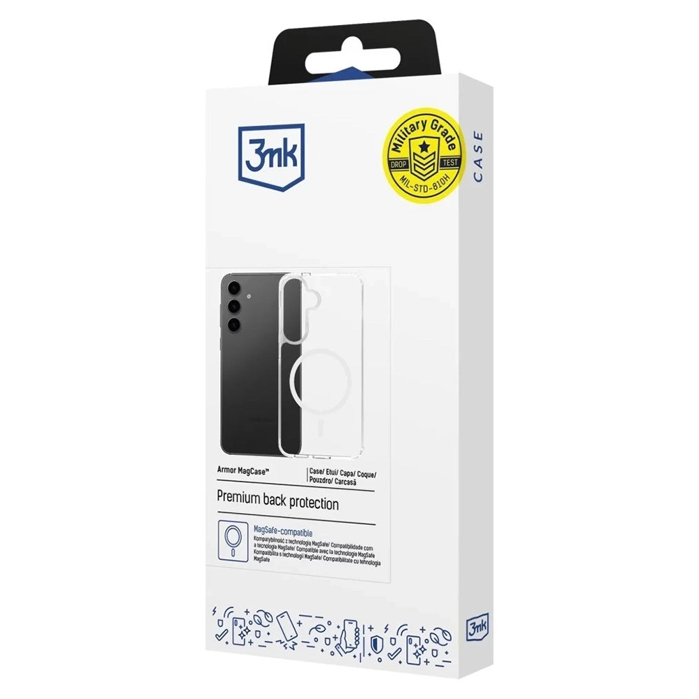 Husa MagSafe pentru Samsung Galaxy S25 S931 / S24 S921, 3MK, Armor MagCase, Transparenta