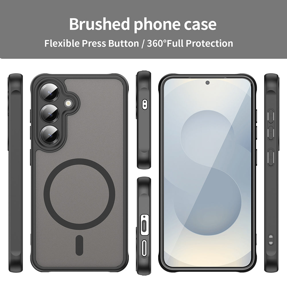 Husa MagSafe pentru Samsung Galaxy S25 S931 / S24 S921, Techsuit, HaloFrost II (Big Lens Hole), Neagra