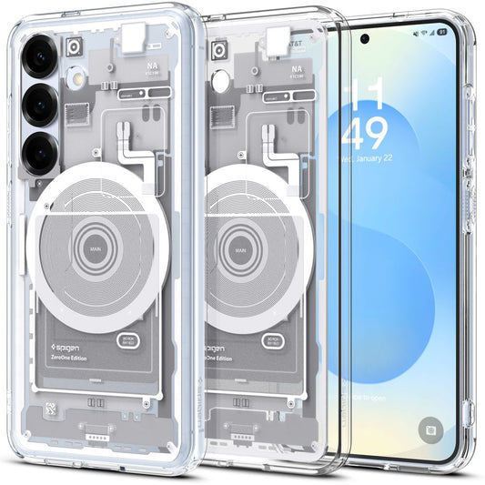 Husa MagSafe pentru Samsung Galaxy S25 S931, Spigen, Ultra Hybrid Zero One, Alba ACS09004