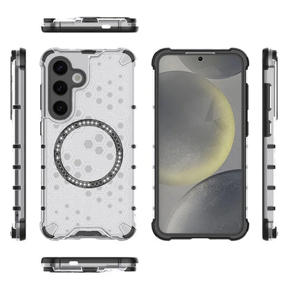 Husa MagSafe pentru Samsung Galaxy S25 S931, Techsuit, HoneyComb Shield, Alba