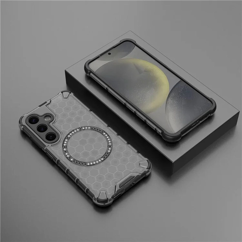 Husa MagSafe pentru Samsung Galaxy S25 S931, Techsuit, HoneyComb Shield, Neagra