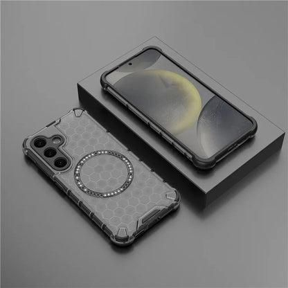 Husa MagSafe pentru Samsung Galaxy S25 S931, Techsuit, HoneyComb Shield, Neagra