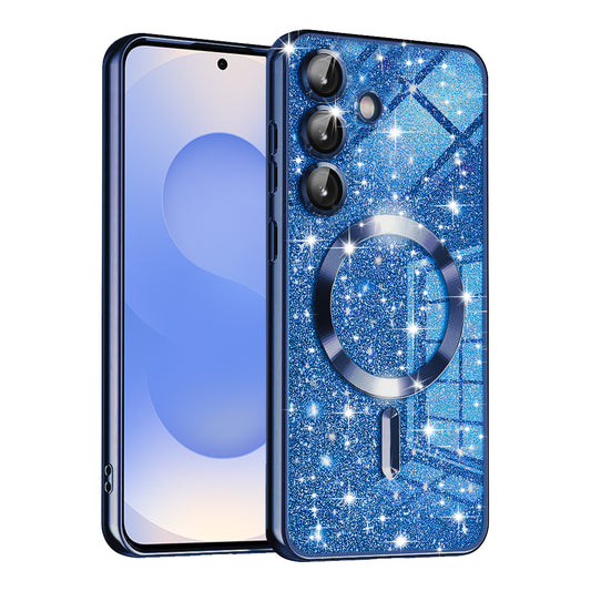 Husa MagSafe pentru Samsung Galaxy S25 S931, Techsuit, Luxury Glitter, Albastra Inchis