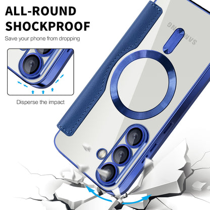 Husa MagSafe pentru Samsung Galaxy S25 S931, Techsuit, SmartMag Book, Albastra
