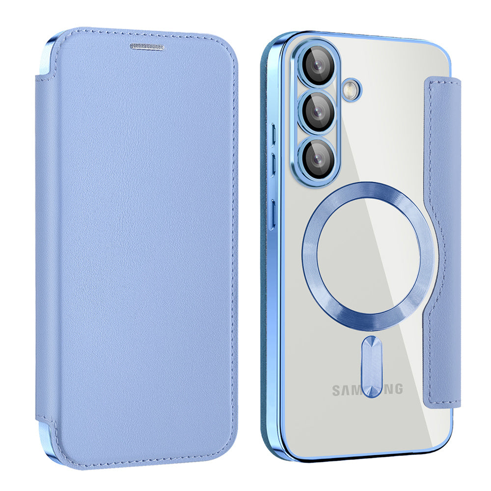 Husa MagSafe pentru Samsung Galaxy S25 S931, Techsuit, SmartMag Book, Bleu