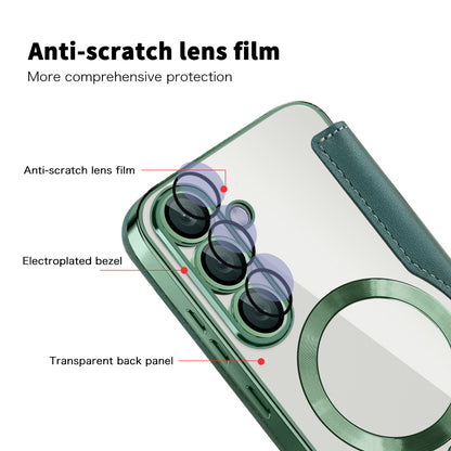 Husa MagSafe pentru Samsung Galaxy S25 S931, Techsuit, SmartMag Book, Verde