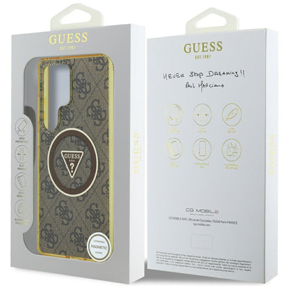 Husa MagSafe pentru Samsung Galaxy S25 Ultra S938, Guess, IML Glitter 4G Circle Triangle, Maro