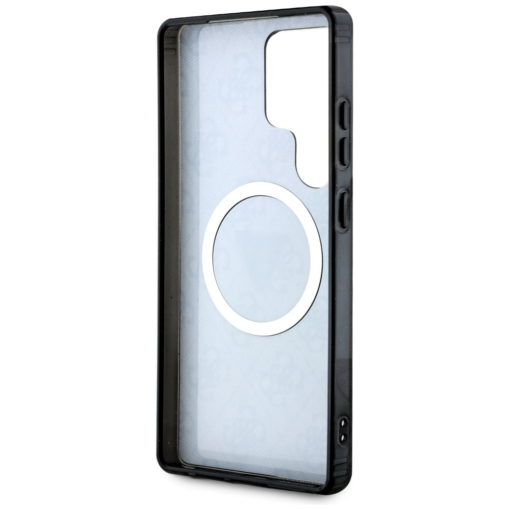 Husa MagSafe pentru Samsung Galaxy S25 Ultra S938, Guess, IML Glitter 4G Circle Triangle, Neagra