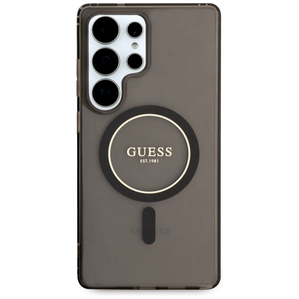Husa MagSafe pentru Samsung Galaxy S25 Ultra S938, Guess, IML Glitter Circle, Neagra