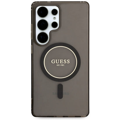 Husa MagSafe pentru Samsung Galaxy S25 Ultra S938, Guess, IML Glitter Circle, Neagra