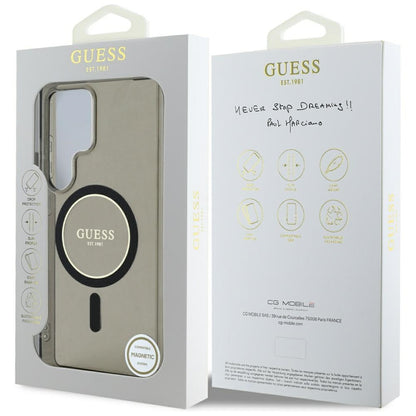 Husa MagSafe pentru Samsung Galaxy S25 Ultra S938, Guess, IML Glitter Circle, Neagra