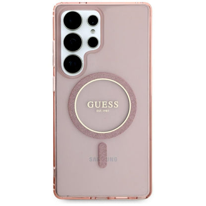 Husa MagSafe pentru Samsung Galaxy S25 Ultra S938, Guess, IML Glitter Circle, Roz