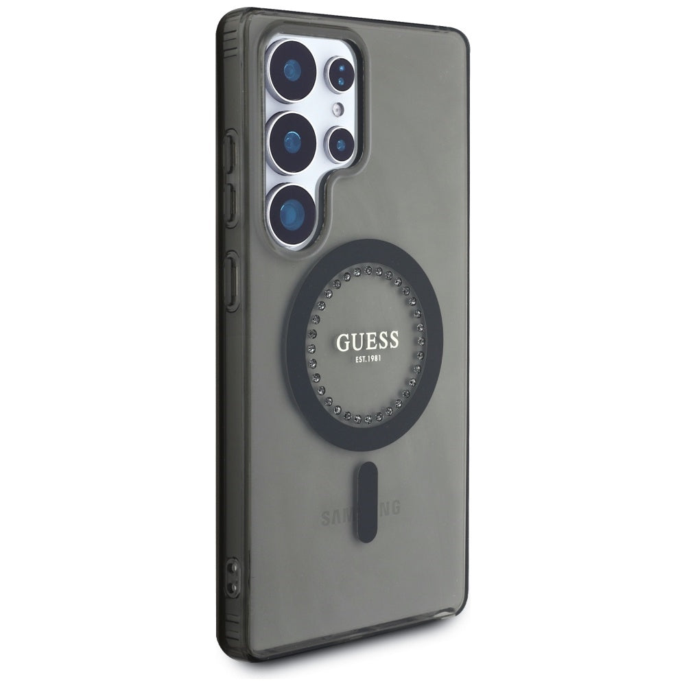Husa MagSafe pentru Samsung Galaxy S25 Ultra S938, Guess, IML Rhinestone, Neagra