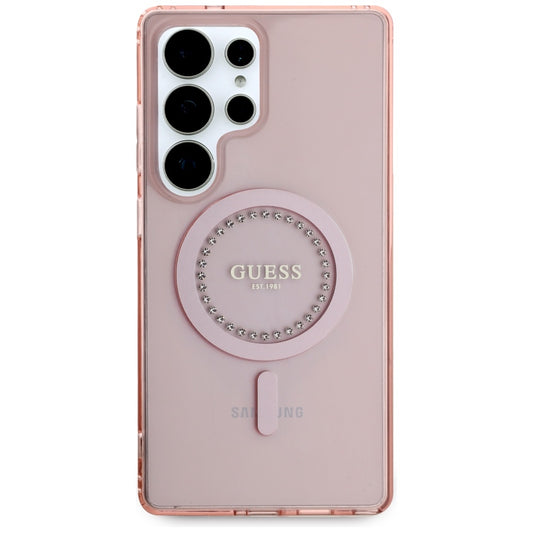 Husa MagSafe pentru Samsung Galaxy S25 Ultra S938, Guess, IML Rhinestone, Roz