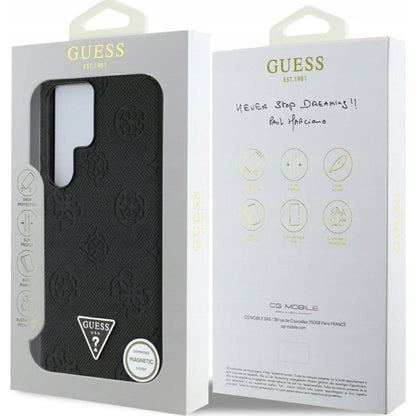 Husa MagSafe pentru Samsung Galaxy S25 Ultra S938, Guess, Peony Grained Hot Stamp Triangle , Maro