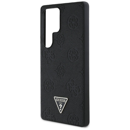 Husa MagSafe pentru Samsung Galaxy S25 Ultra S938, Guess, Peony Grained Hot Stamp Triangle, Neagra