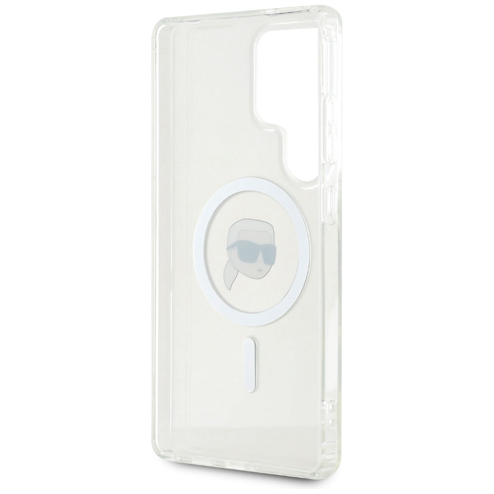 Husa MagSafe pentru Samsung Galaxy S25 Ultra S938, Karl Lagerfeld, IML Karl's Head, Alba