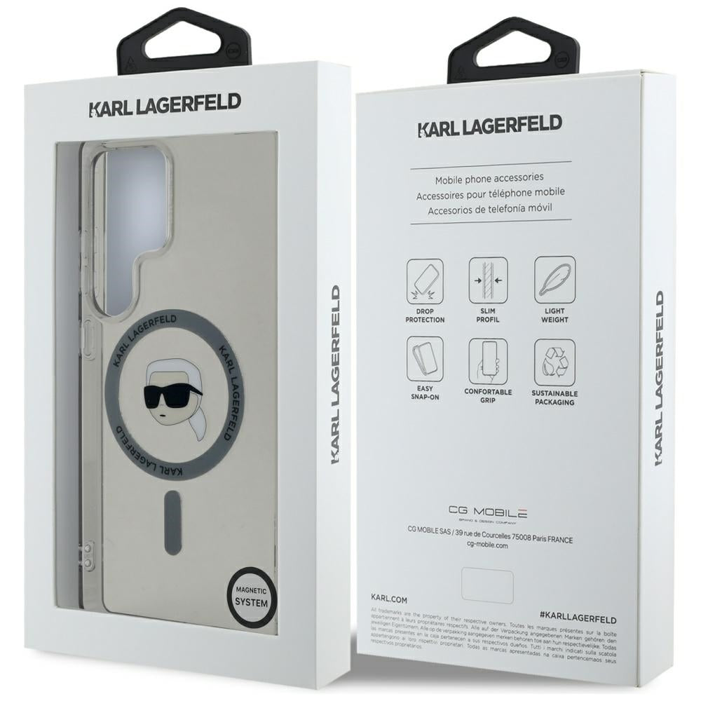 Husa MagSafe pentru Samsung Galaxy S25 Ultra S938, Karl Lagerfeld, IML Karl's Head, Neagra