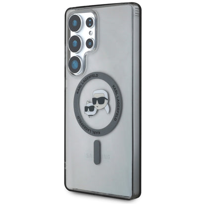 Husa MagSafe pentru Samsung Galaxy S25 Ultra S938, Karl Lagerfeld, IML Metal Karl & Choupette's Heads, Neagra