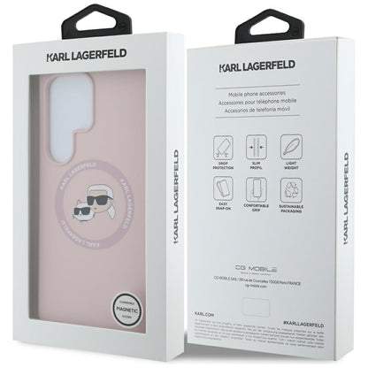 Husa MagSafe pentru Samsung Galaxy S25 Ultra S938, Karl Lagerfeld, Silicone Double Heads, Roz